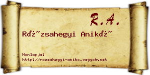 Rózsahegyi Anikó névjegykártya