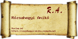 Rózsahegyi Anikó névjegykártya